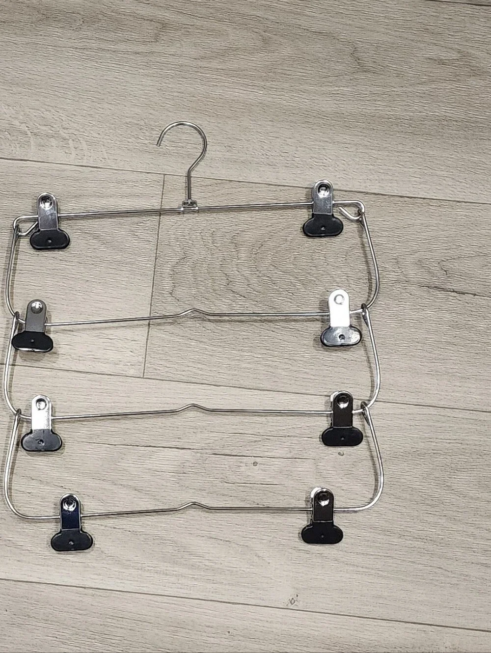 Metal Multi-Tier Pants/Skirt Hanger with Adjustable Clips - Silver